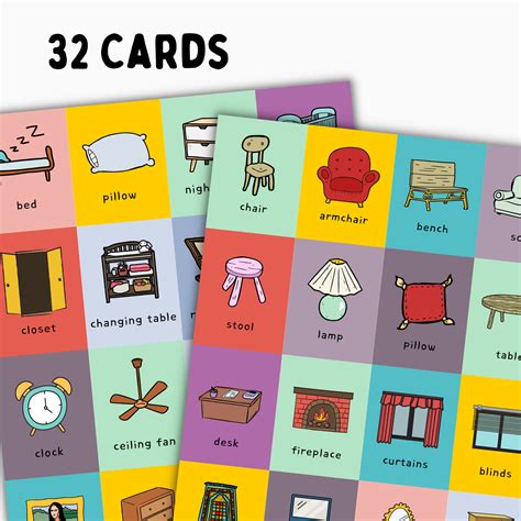 Furniture Flashcards Esl Games Memory Charades And Conversation