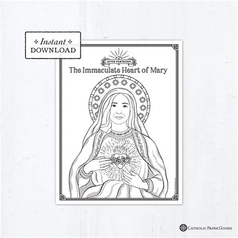 Catholic Coloring Page The Immaculate Heart Of Mary Catholic Saints Printable Coloring