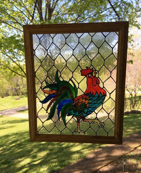 Rooster Kitchen Decor Rooster Painting Stained Glass Rooster Faux Stain Glass Suncatcher