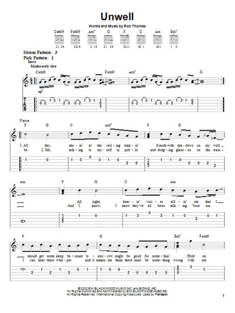 Unwell by Matchbox Twenty - Easy Guitar Tab - Guitar Instructor