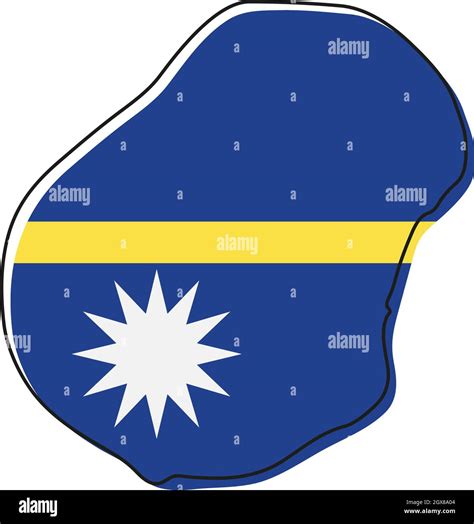 Mapa De Contorno Estilizado De Nauru Con Icono De Bandera Nacional