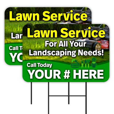 Lawn Service Landscaping Customizable Phone Number 2 Pack Double