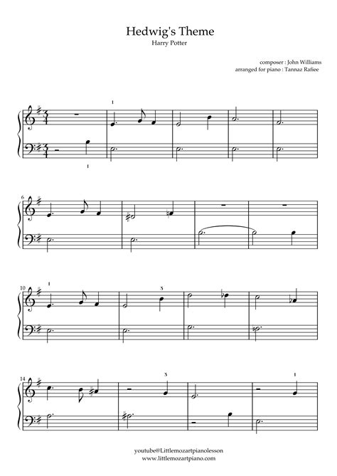 Hedwig S Theme From Harry Potter Sheet Music Tannaz Rafiee Piano Solo