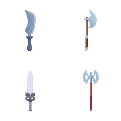 Set of cartoon fantasy weapons isolated on white 47054777 Vector Art at Vecteezy