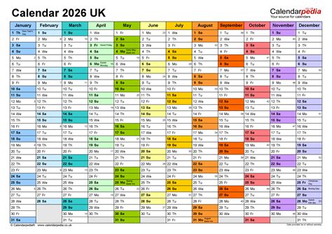 Calendar 2026 Uk Free Printable Microsoft Word Templates