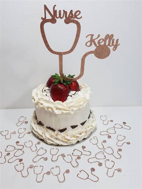 Double Sided Personalized Nurse Stethoscope Cake Topper Etsy