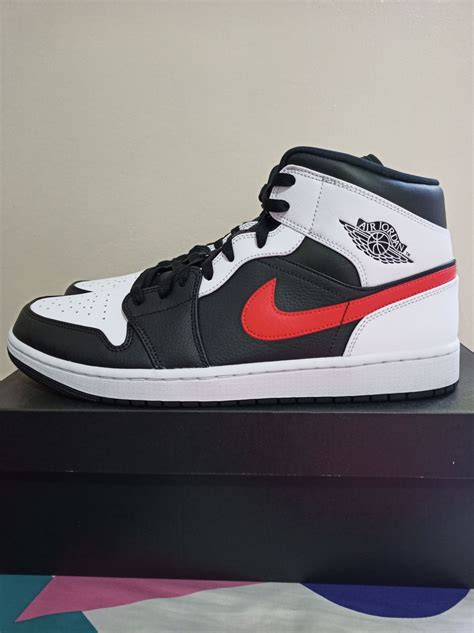 Jordan 1 Mid Black Chile Red White Aftermarket