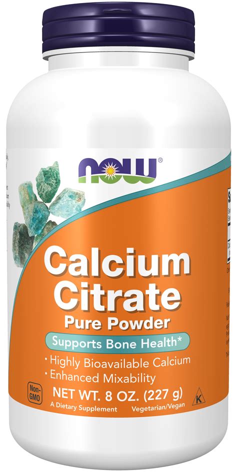 Now Supplements Calcium Citrate Powder Highly Bioavailable Calcium Supports Bone Health 8