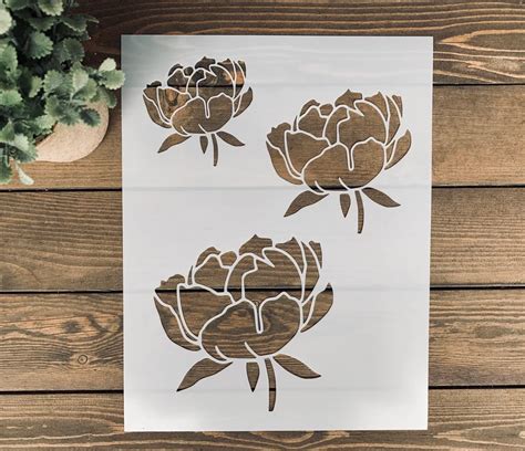 Stencil Reusable Peony Stencil Sheet Wild Flower Stencil Etsy In