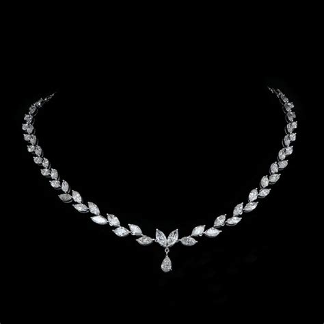 Si Clarity Hi Color Pear And Marquise Diamond Necklace 14k White Gold Fine Jewelry For Sale At