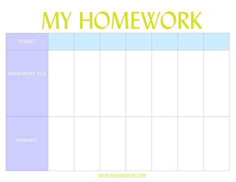 Free Printable Homework Planner