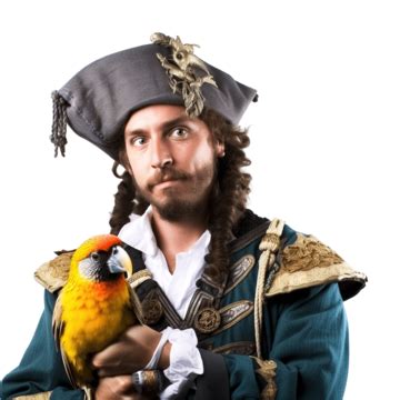 The Pirates Captain With Parrot Wearing Ship Crew Costume Best For