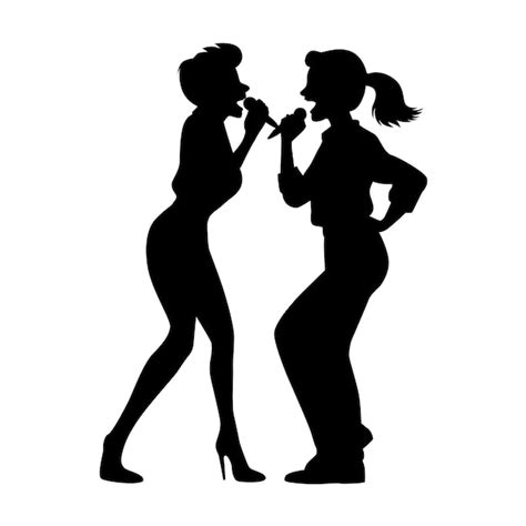 Premium Vector Two Women Singing Karaoke And Dancing Together Funny