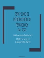 PSYC1000 01 F23 Week 4 Sensation And Perception Part 2 Posted Pdf