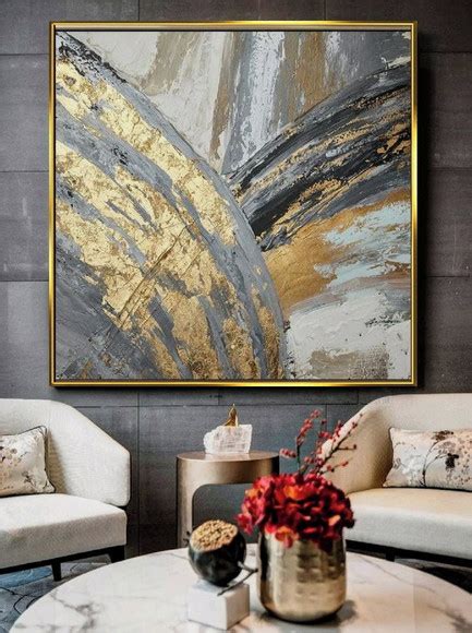 Quadro Decorativo Abstrato Dourado Canvas Premium Elo