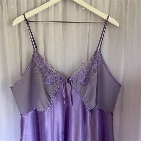 Vintage Purple Satin Slip Dress Gorgeous Purple Depop