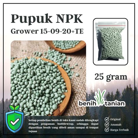 Jual Pupuk NPK Mutiara Grower 15 09 20 TE Kemasan Repack 25gr Shopee