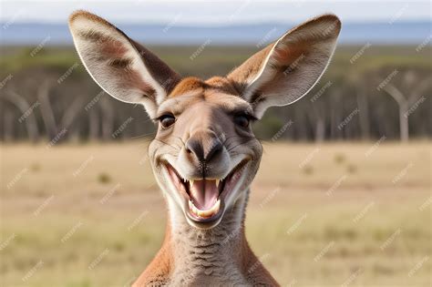 Premium Photo | Cartoon of a very large toothy smiling kangaroo with a ...