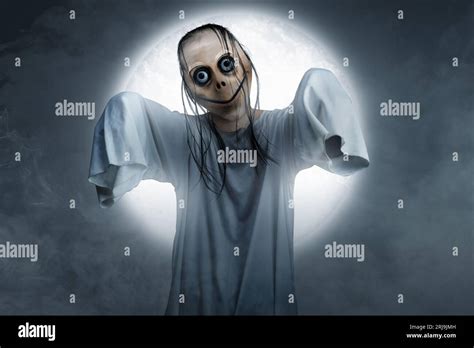 Scary Momo Standing With A Night Scene Background Scary Face For