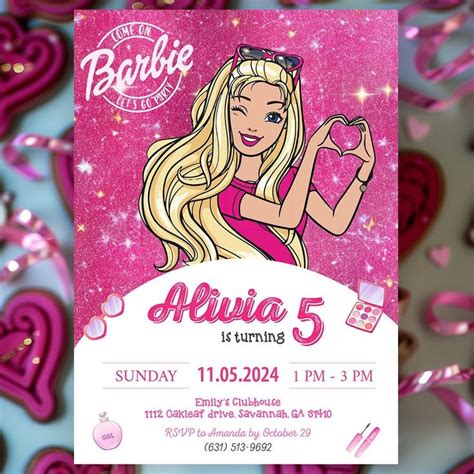 Editable Fashion Doll Party Invitation Barbi Girl Party Invite Girls