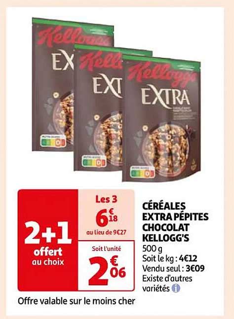 Promo C R Ales Extra P Pites Chocolat Kellogg S Chez Auchan Icatalogue Fr