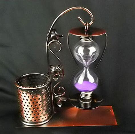 Creative Classic Hanging Sand Hourglass Sandglass Pen Holder Iron Art Decorative Valentine S Day