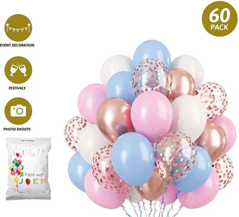 Feestmetjoep Ballonnen Stuks Helium Blauw Roze Met Lint