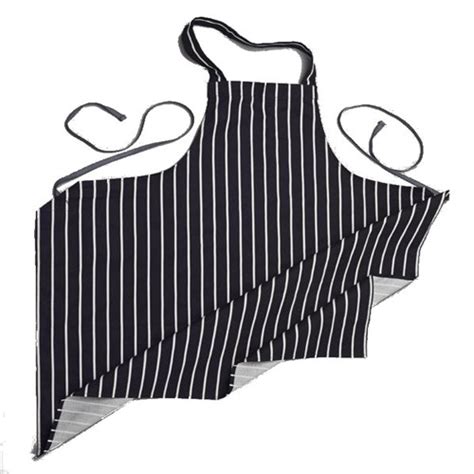 Butchers Stripe Cotton Apron In Navywhite Chefskit