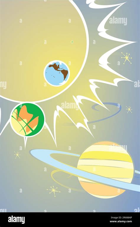 Retro Styled Image Of The Solar System And A Few Planets Stock Vector