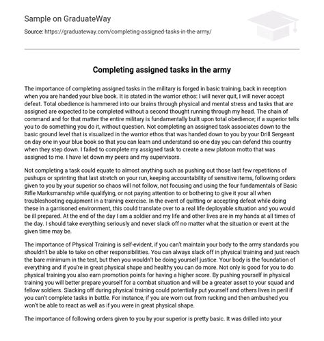 ⇉completing Assigned Tasks In The Army Essay Example Graduateway