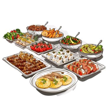 Buffet Food Vector Concept Color Illustration, Buffet, Food, Vector PNG Transparent Image and ...