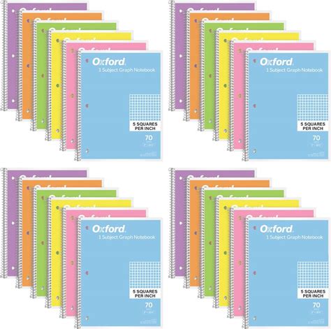 Amazon Oxford Spiral Notebook Graph Ruled Subject Pastel