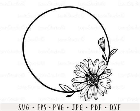 Daisy Wreath Svg Daisy Svg Daisy Frame Svg Flower Svg Wedding Etsy