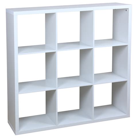 9 Open Cube Organizing Wood Storage Shelf White