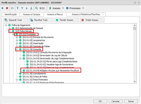 RH RM FOP Habilitação do Menu Múltiplos Vínculos que Necessitam