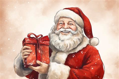 Premium Ai Image Miling Santa Claus Holding Bag With Gifts Looks