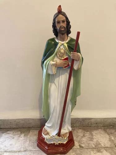 San Judas Tadeo De Fibra De Vidrio Y Ojos De Vidrio Cm Env O Gratis