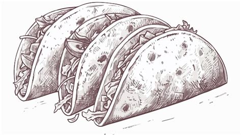 Ilustración vectorial de tacos tradicionales mexicanos dibujados a mano