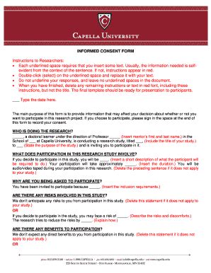 Adult Informed Consent Capella University Fill And Sign Printable