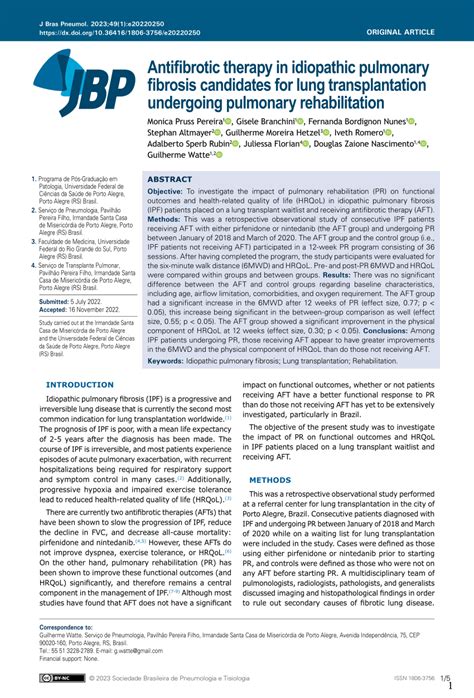 Pdf Antifibrotic Therapy In Idiopathic Pulmonary Fibrosis Candidates For Lung Transplantation