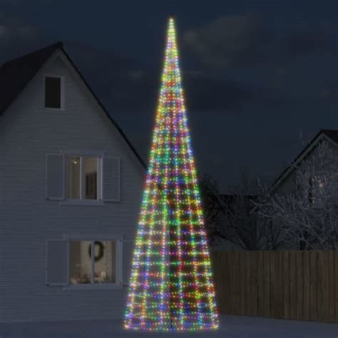 Vidaxl Christmas Tree Light On Flagpole Leds Colorful