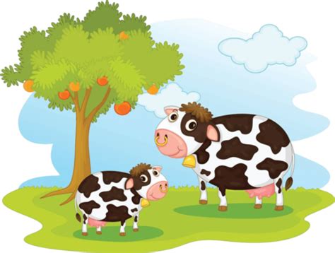 2 Cows Cartoon Cows Two Vector, Cartoon, Cows, Two PNG and Vector with ...