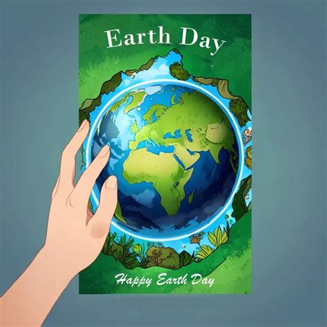 Premium Photo Earth Day Greeting Card Design Ecofriendly Illustration