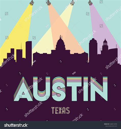 Austin Texas Usa Skyline Silhouette Flat Stock Vector (Royalty Free ...