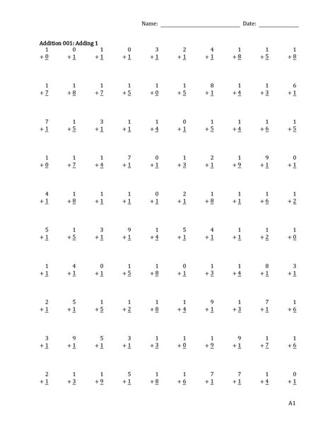 Single Digit Math Sheets