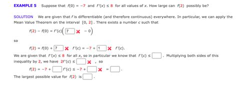 Solved Example 5 Suppose That F 0 −7 And F′ X ≤8 For All