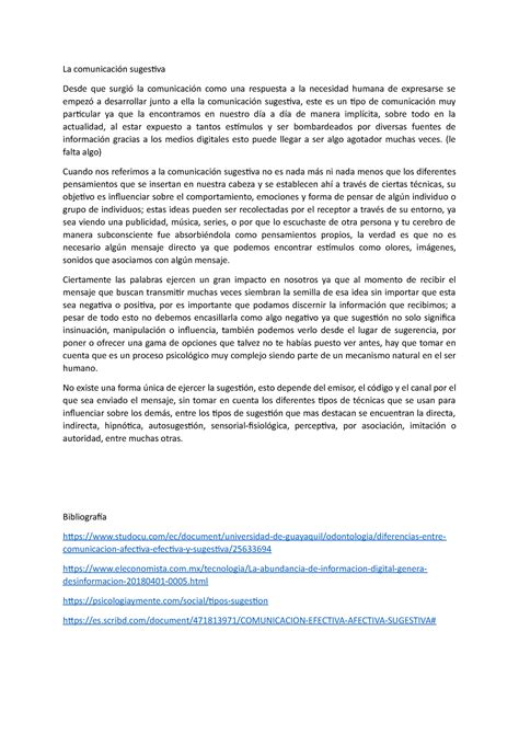 La Comunicaci N Sugestiva Trabajo Grupal Comunicacion La Comunicaci N