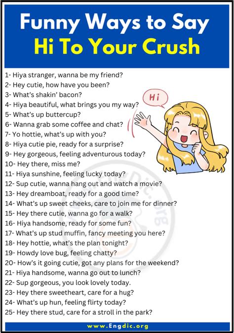 70 Funny Ways To Say Hi To Your Crush EngDic