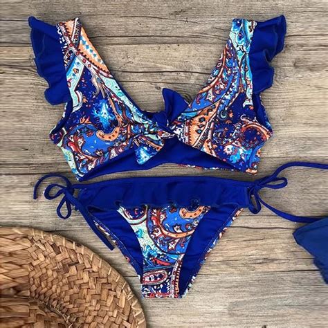 2020 New Sexy Print Bandeau Bikini Set Women Swimwear Push Up Swimsuit