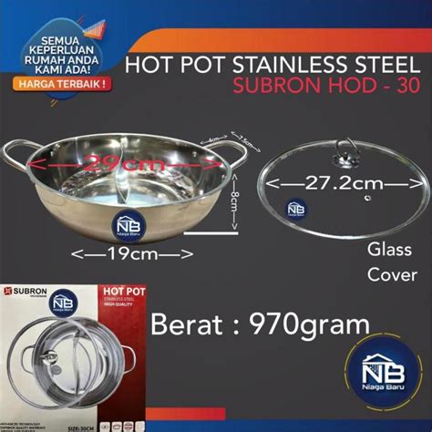 SUBRON PANCI SHABU 29CM SEKAT 2 SUKIYAKI STEAMBOAT HOT POT STAINLES